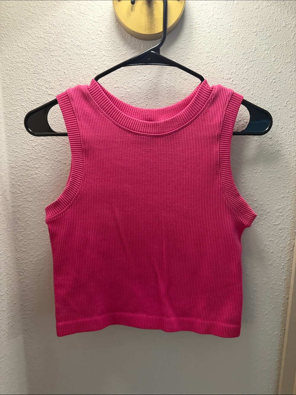 Ribbed Crop Tank Top in Hot Pink